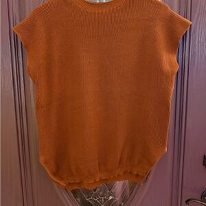 Rust Orange Sleeveless Knit Top